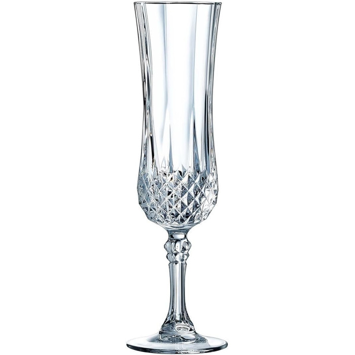 Келихи для шампанського Cristal d'Arques Paris Longchamp, 140 мл, прозорі, ударостійкі, набір 6 шт., вироблені у Франції