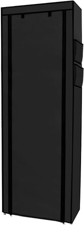 Тканинна шафа INTIRILIFE 170x58x28 см, чорна, з блискавкою, 9 полиць, для одягу та взуття, складана шафа для кемпінгу, текстильний гардероб