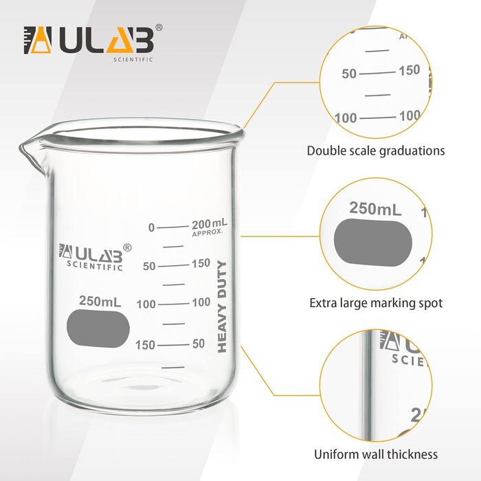 Скляна кружка ULAB 250 мл, 6 шт. , боросилікатна, UBG1055