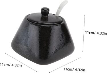 DOITOOL Цукорниця з кришкою, керамічна, порцелянова, чорна, для кухні, кави, бару, спецій