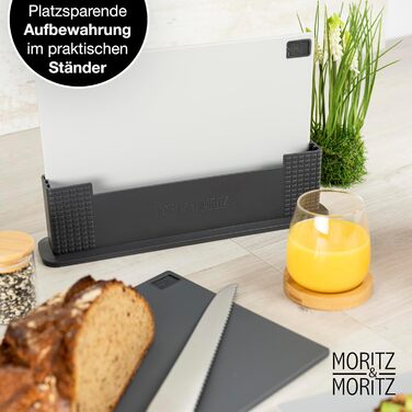 Набір обробних дощок Moritz & Moritz, 3 шт, пластик, 32x22 см, зі стійкою, для кухні, великий розмір, підходить для посудомийки, гігієнічний