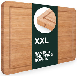 Дошка для нарізання Blumtal з бамбука XXL, 45x30x2 см, антисептична, масивна, з жолобом для соку, екологічна альтернатива пластиковій дошці