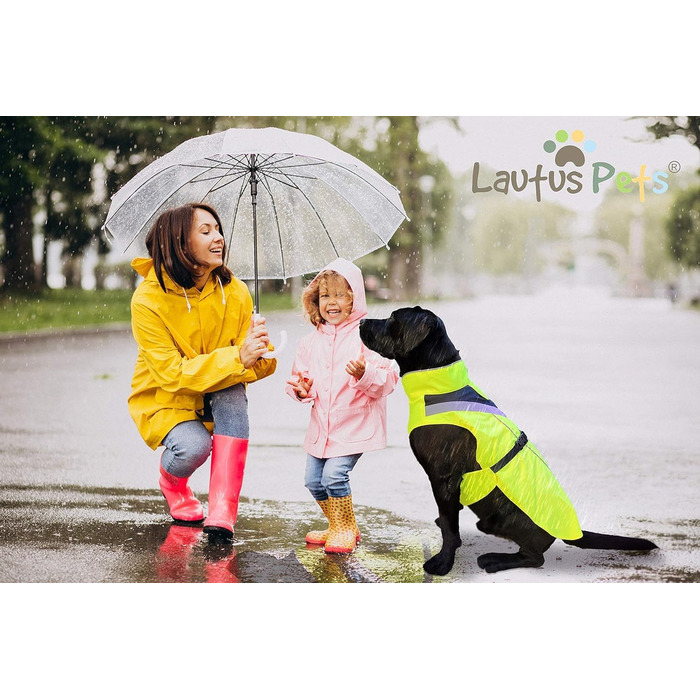 Водонепроникний дощовик для собак Lautus Pets, жовтий, XL, з отвором для шлейки, відбиваючий