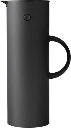 Термокухоль Stelton EM77 1 л, подвійні стінки, скляна колба, магнітний та гвинтовий клапан, для гарячих і холодних напоїв, вінтажний дизайн, чорний