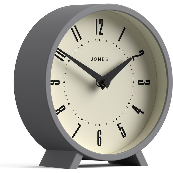 Настільний годинник JONES CLOCKS Venus, круглий, сірий, сучасний ретро-дизайн для столу, полиці, каміна або тумбочки