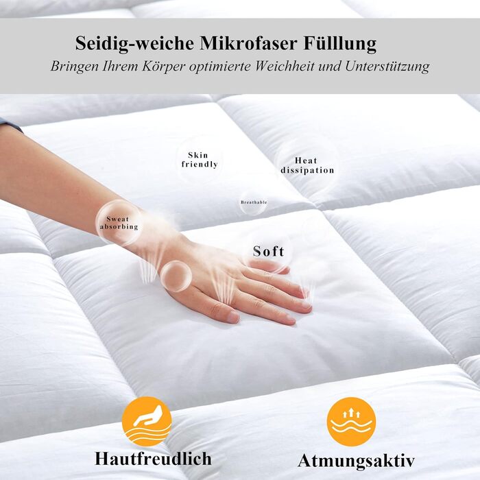 Наматрацник Threads For Bed 120x200 з бавовни, дихаючий, матрацний топер, захист від бруду, для матраців та бокс-спрінг ліжок, можна прати