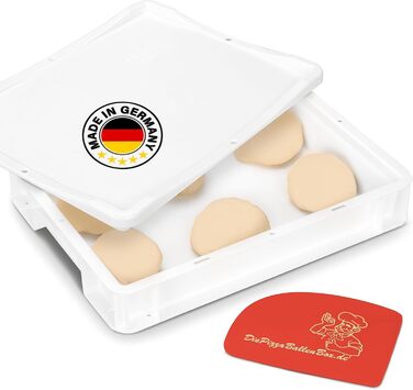 Контейнер для бродіння тіста Pizzaballenbox 30x40x8 см, харчовий пластик, з кришкою, білий – для піци, закваски та дріжджового тіста