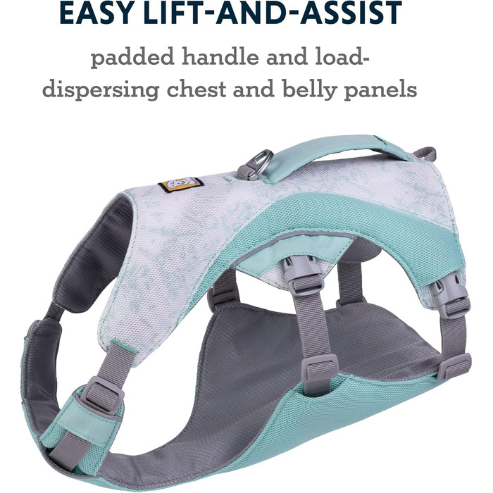 RUFFWEAR Swamp Cooler — охолоджувальна шлейка для собак, регульована, легка, з ручкою, для бігу та прогулянок, 2 отвори для повідка, для великих порід (81-107 см), колір Sage Green, розмір X-Small