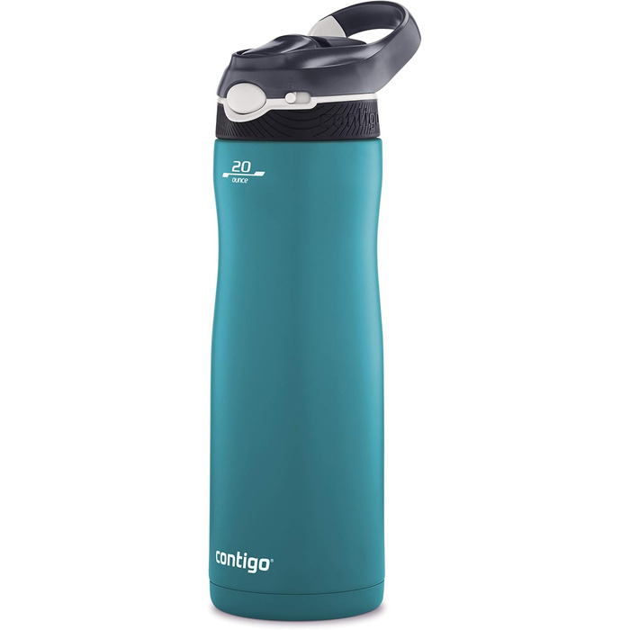 Термобутилка Contigo Ashland Chill з трубочкою, нержавіюча сталь, 590 мл, ізольована, для спорту, велосипеда, туризму, не протікає (Scuba)