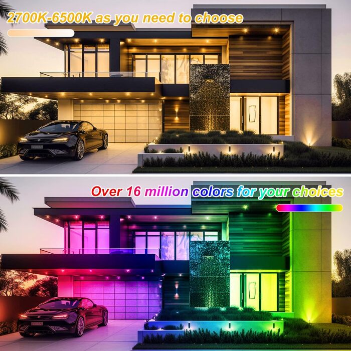 Світлодіодний прожектор для вулиці 100W Smart RGB, з дистанційним керуванням та Bluetooth-додатком, IP66, зміна кольору, комплект 2 шт. Для саду та двору