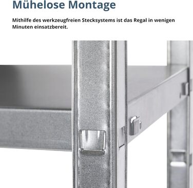 Металевий стелаж SCHULTE Regalwelt PowerMAX, 4 полиці, 65 кг, 180x60x40 см, оцинкований, для складу, майстерні, гаража, підвалу