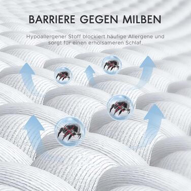 Гіпоалергенний матрацний чохол Degrees of Comfort 90x200 см, водонепроникний, анти-кліщовий та захист від постільних клопів, бавовняна поверхня, на матраци висотою 13-16 см, з блискавкою