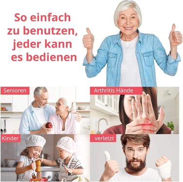 Автоматична електрична відкривачка для консервів Kitchen Mama, безпечна, зручна, без рук, гладкий край, харчова сталь, на батарейках, червона