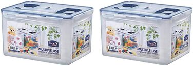 LocknLock PP CLASSIC контейнер для зберігання з кришкою та ручками, 16 л, напівпрозорий, герметичний, набір 2 шт, 361x274x212 мм, для побутових речей