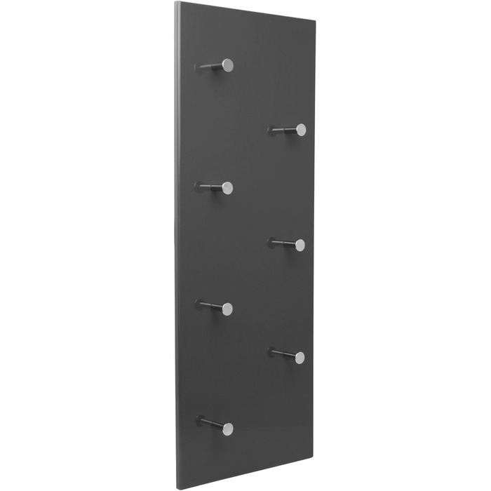 Настінна вішалка для одягу Garderobe, глянцева, з 7 гачками, біла/сіра, панель для передпокою