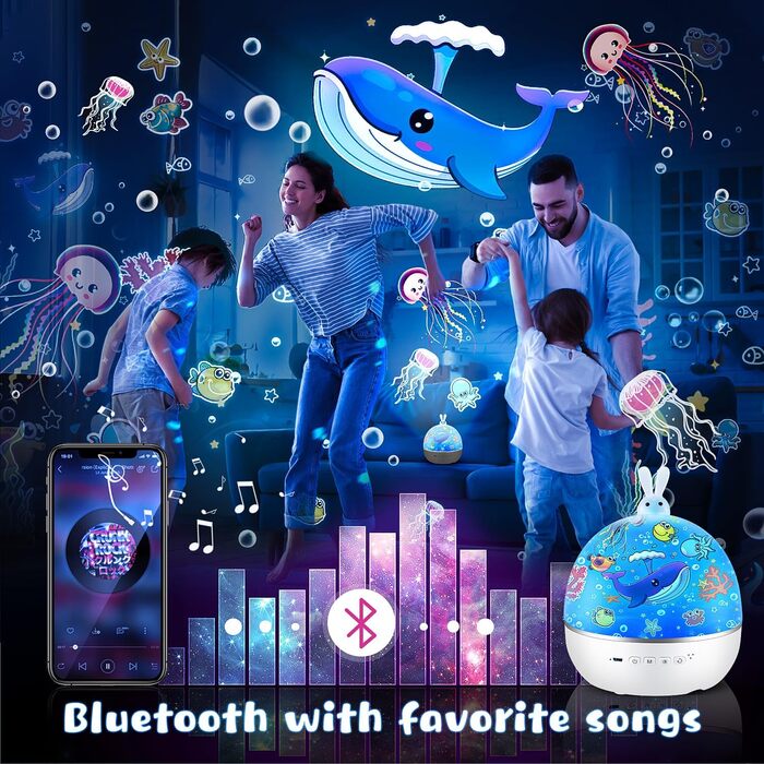 Дитячий нічник-проектор зоряного неба з Bluetooth, 15 слайдів, LED лампа для дитячої кімнати, подарункова упаковка
