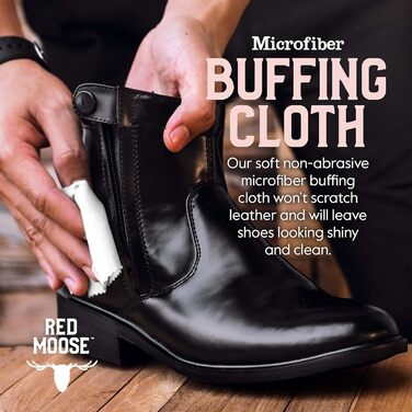Набір для догляду за взуттям RED MOOSE 7 в 1: шкіряний крем, 2 щітки, полірувальна серветка, дорожня сумка, шнурки, чорний колір, універсальний розмір