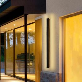 Світлодіодний настінний світильник Lange Villa, чорний, водонепроникний IP65, алюміній та акрил, для саду, тераси, спальні, вітальні, 30 см, 12 Вт, тепле світло (80 см, 25 Вт)