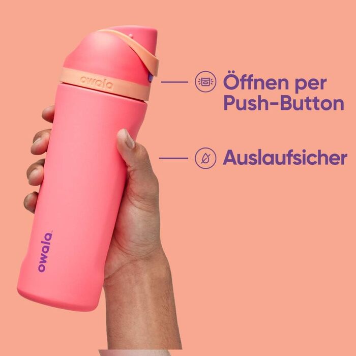Owala FreeSip ізольована пляшка з нержавіючої сталі з трубочкою для води, спорт і подорожі, BPA-free, 1,2 л, Dreamy Field (946 мл, Shy Marshmallow)