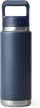 Термобутилка YETI Rambler з трубочкою, вакуумна, нержавіюча сталь, 769 мл, синя