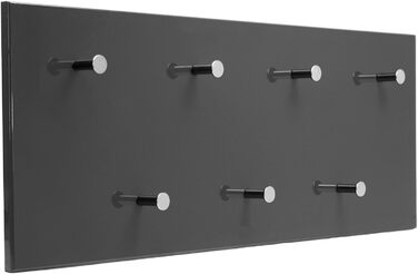 Настінна вішалка для одягу Garderobe, глянцева, з 7 гачками, біла/сіра, панель для передпокою