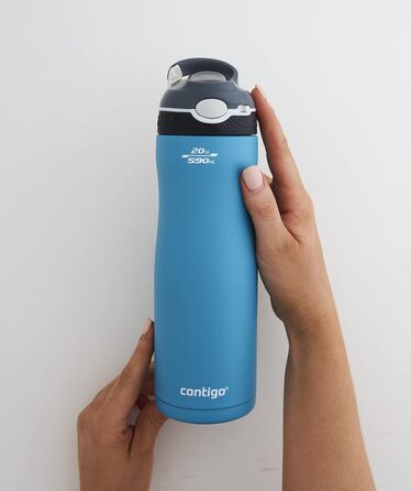 Термобутилка Contigo Ashland Chill з трубочкою, нержавіюча сталь, 590 мл, ізольована, для спорту, велосипеда, туризму, не протікає (Scuba)