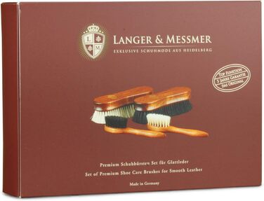 Набір з 4 щіток Langer & Messmer з кінського волосу для професійного догляду за взуттям з гладкої шкіри – полірувальні та кремові щітки, преміум-якість