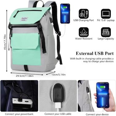 Міський рюкзак YAMTION Rolltop 17 дюймів для жінок і чоловіків – водостійкий шкільний рюкзак для підлітків, університету, спорту, подорожей, велосипеду, молодіжний, чорний