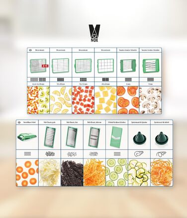 Мультифункціональна овочерізка Genius Nicer Dicer Chef 34-в-1 з томаторізкою, скляною чашею, для нарізки овочів, спіралей, скибок, соломки, джулієн