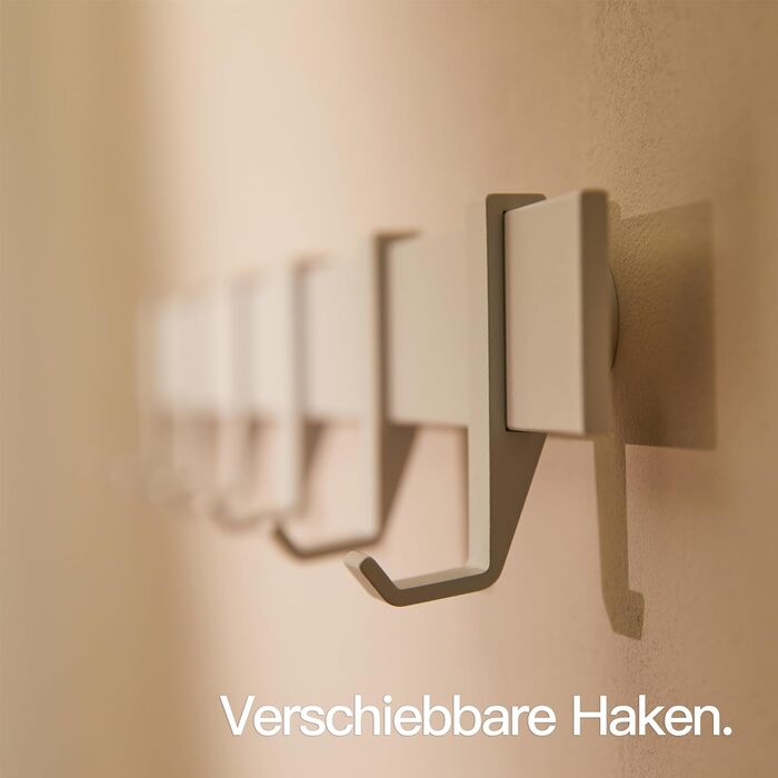 Стійка для одягу Designfabrik Hamburg, настінна металева вішалка з рухомими гачками, сучасний дизайн, чорна, 58 см, матова біла