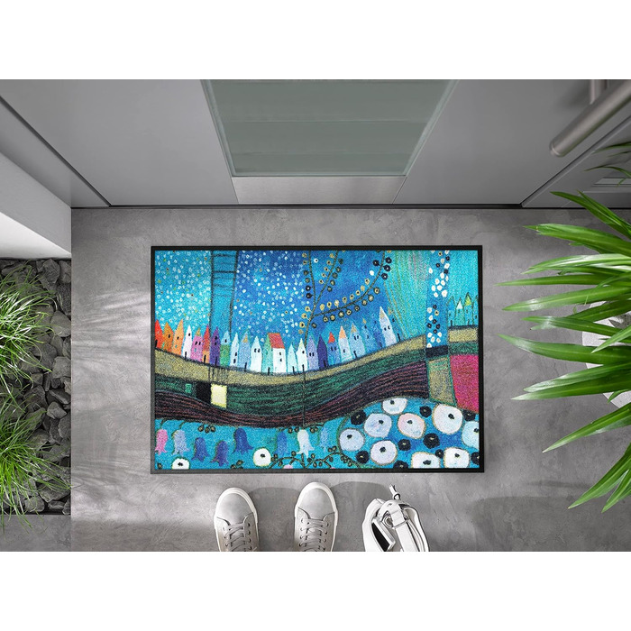 Килимок wash+dry для підлоги, синій, 50x75 см, для дому та вулиці, праний