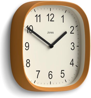 Квадратний ретро настінний годинник JONES CLOCKS Sprite з акрилу, м'ятний 25x25 см, жовтий