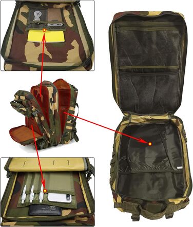Тактичний військовий рюкзак 40 л Molle для армії, виживання, ліс, Fluchtrucksack