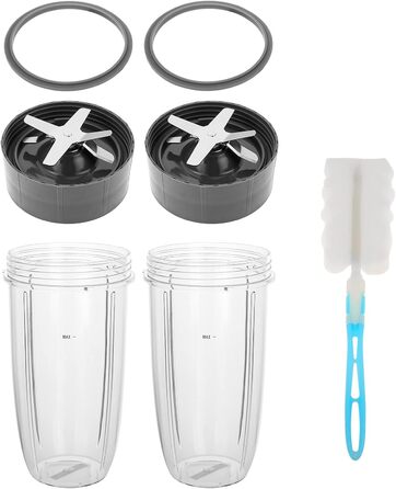Комплект аксесуарів для блендера NutriBullet 600/900 Вт: 7 шт. – 2 чаші 900 мл, 2 екстракторні леза, 2 ущільнювачі, щітка, запасні частини для соковижималки