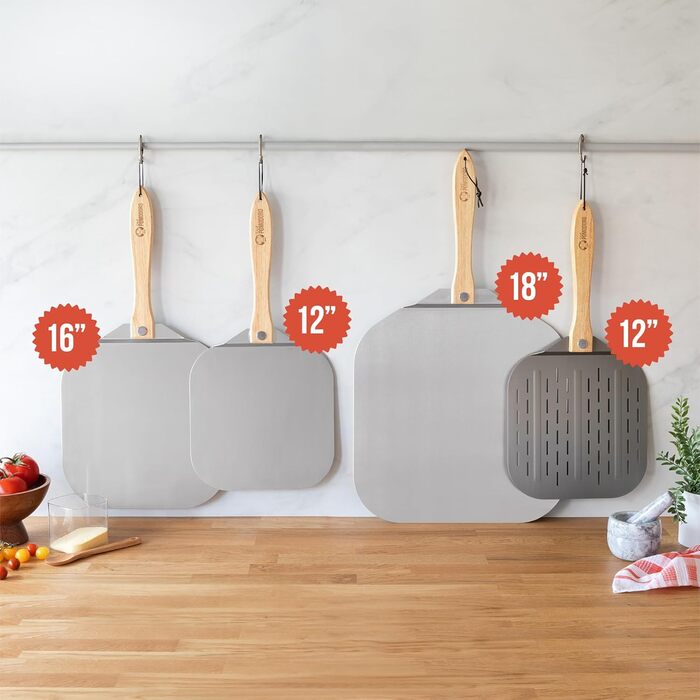 Набір для піци Chef Pomodoro: лопатка (30x36 см) і ніж (36 см) – професійний комплект для піци з преміум-матеріалів для дому та ресторану