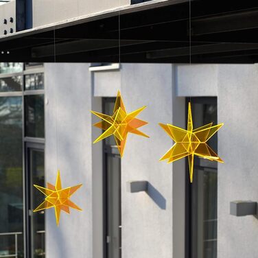 3D підвісна зірка-сонячний ловитель Estrella, жовта, 20×20 см, декоративна для дому та саду