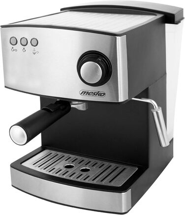 Кавоварка Mesko MS4403 еспресо 15 бар, ріжкова, для кави, капучино та латте, з мілк-фротером, підігрівом чашок, нержавійка, резервуар 1,6 л, 850 Вт