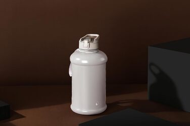 Пляшка для води H2O Capsule INSPO 2,5 л з мітками часу, соломинкою, ручкою та ремінцем, харчовий пластик, не протікає, мотиваційна, сіро-бежева