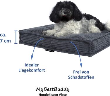 Ліжко для собак MyBestBuddy Visco M, ортопедичне, POSO-Cord, в'язкопружний поролон, комфорт, знімний чохол, пране при 40°C, 70x50 см, сірий