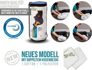 Подушка для сну з піни Memory Foam 15 см, для сну на боці, Aloe Vera, для дорослих, виготовлена в Італії