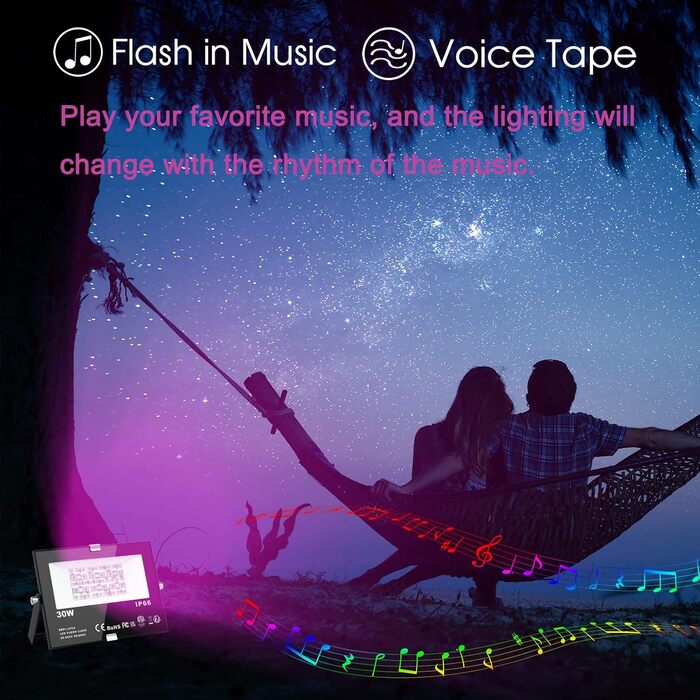 Світлодіодний RGB прожектор ChangM 30 Вт, 4 шт, Bluetooth-керування через додаток, 16 мільйонів кольорів, IP66 водонепроникний вуличний світильник для саду, фасаду, настрою