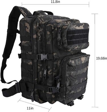 Тактичний рюкзак ProCase 40 л для армії, туризму, полювання, кемпінгу, водонепроникний, камуфляж чорний