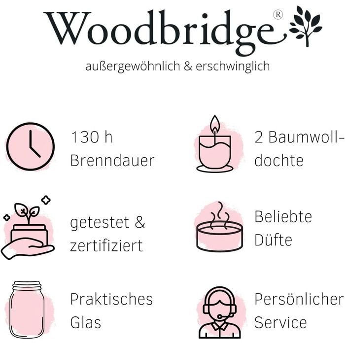 Ароматичні свічки Woodbridge у склі з кришкою, набір 2 шт. Лаванда та бергамот, дві гноти, тривалий час горіння, для дому