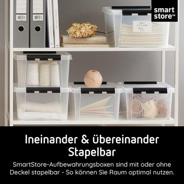 SmartStore – набір з 10 контейнерів для зберігання з кришкою Classic 14 л (40x30x11 см), харчовий пластик, посилені кути, стійкі до штабелювання, гарантія 10 років
