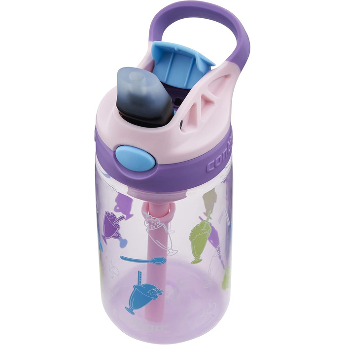 Дитяча пляшка для води Contigo Easy Clean Autospout з трубочкою, BPA-free, 420 мл, пластикова, герметична, легка у догляді, для школи та спорту (Strawberry Shakes)