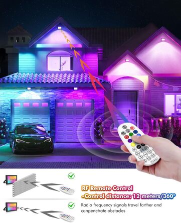Світлодіодний прожектор MEIKEE 25W RGB з пультом, 30 режимів, 10 кольорів, пам'ять, IP66, 6 рівнів яскравості, для вечірок, бару, будинку, Хелловін, 2 шт.