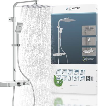 Душова лійка SCHÜTTE SAMOA RAIN, 3 режими, антикальк, понад 300 форсунок, біло-хромова, Самтштраль-технологія