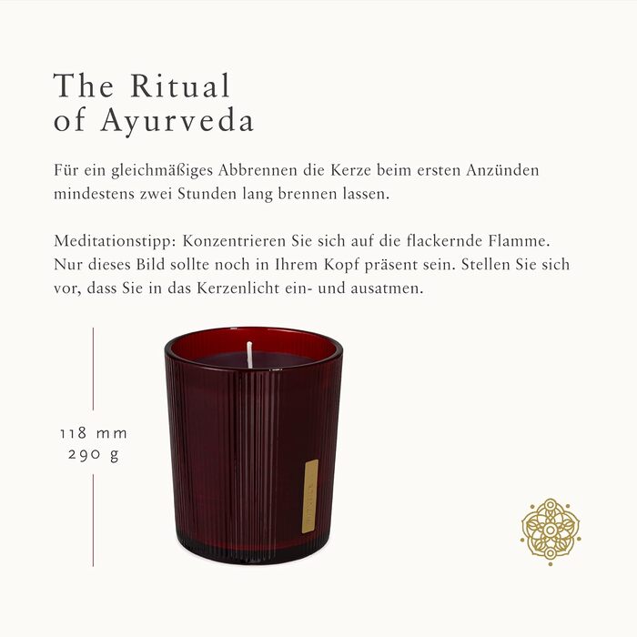 Ароматична свічка RITUALS The Ritual of Ayurveda, троянда, 9,3×9,3×11,8 см