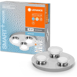 Розумна LED лампа LEDVANCE Orbis Round для ванної, 18Вт, 1800Лм, 3000-6500К, 30см, IP44, хром, диммована, WiFi, керування через додаток і голосових асистентів