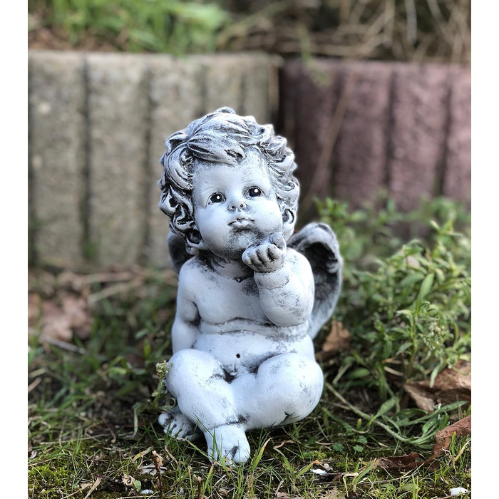 Фігурка янгола з масивного каменю stoneandstyle, морозостійка, для саду, декоративна статуетка, стійка до погодних умов до -30°C